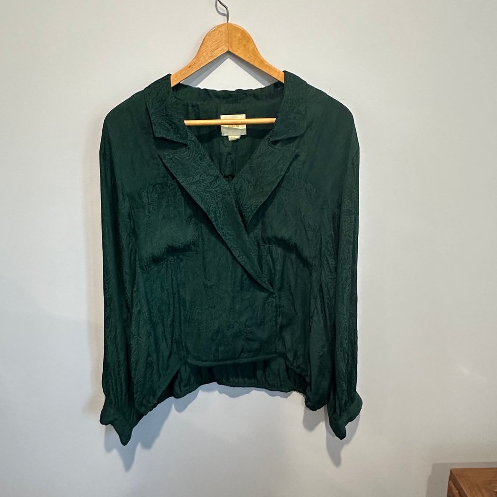 Anthropologie Maeve Emerald Green Wrap Blouse